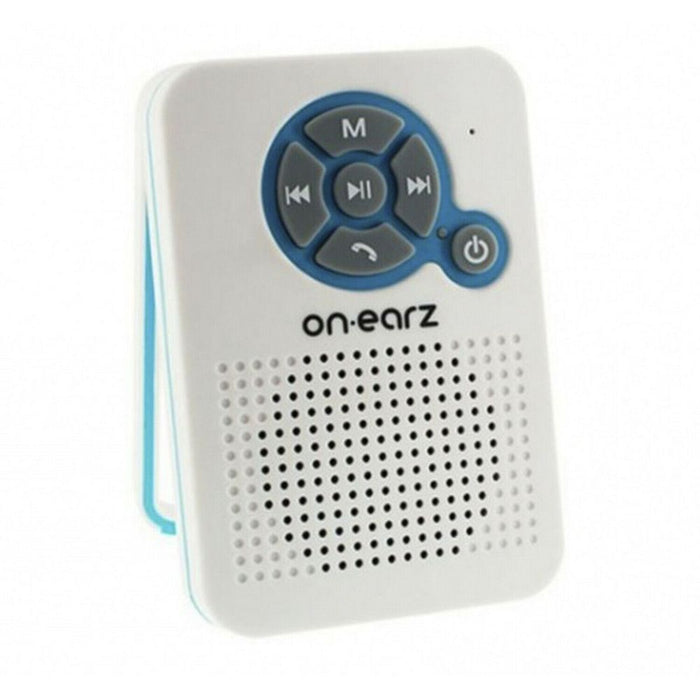 On Earz Parleur Wireless BT Speaker, White - Waterproof, FM Radio, Suction Cup - Shower & Outdoor Use