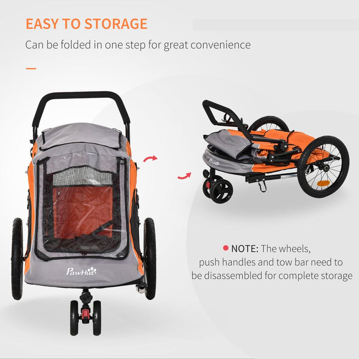 Premium 2-in-1 Dog Bike Trailer & Pet Carrier - Reflective, Spacious & Easy Assembly - Pawhut