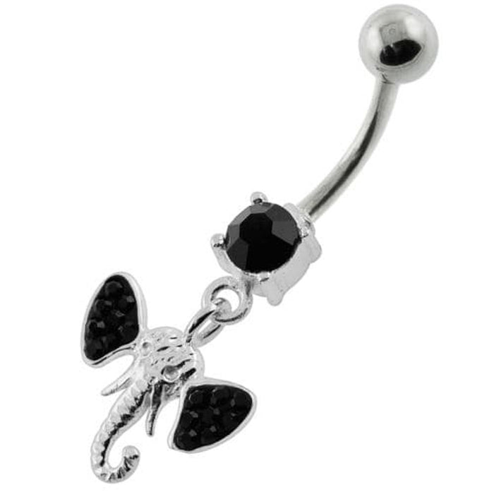 Multi Jeweled Elephant Head Belly Button Piercing