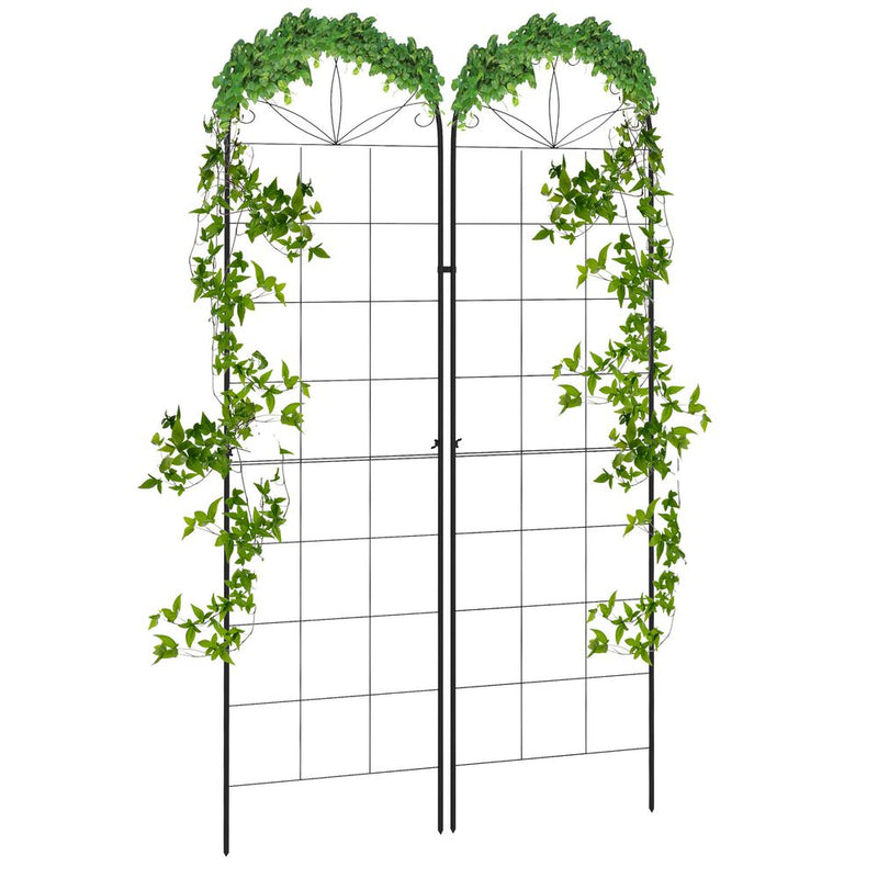 Premium Outsunny Metal Trellis (Set of 2) - Grow with Style! For Climbing Plants, Garden Decor - Sturdy & Easy to Install