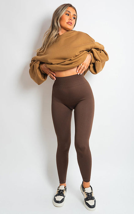 Super Soft Lightweight Rib High Waisted Leggings - Curvy Fit