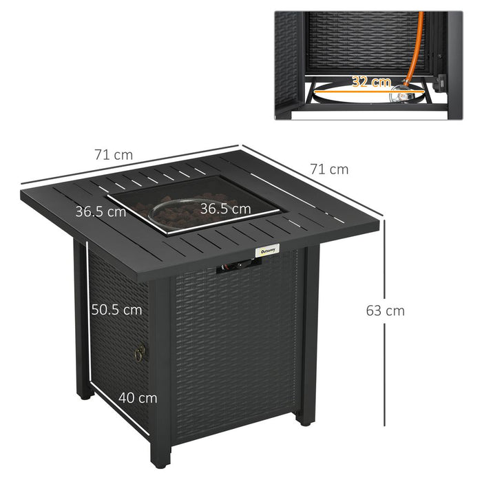 Outsunny Gas Firepit Table | 50,000 BTU | Protective Cover | Spark Guard