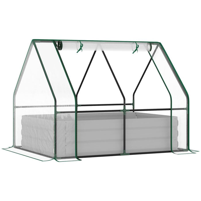 Sturdy Steel Raised Garden Planter Box Kit with Greenhouse - Dual Use, High-Quality Materials, Excellent Ventilation