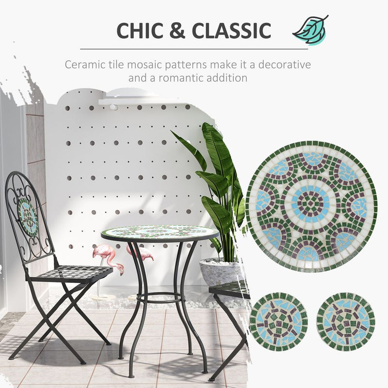 Premium 3pc Bistro Set: Folding Chairs, Patio Furniture, Outdoor - High Quality!