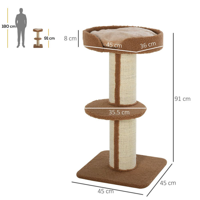 91cm Cat Tree Kitten Activity Center Tower Scratching Post Lamb Cashmere Perch