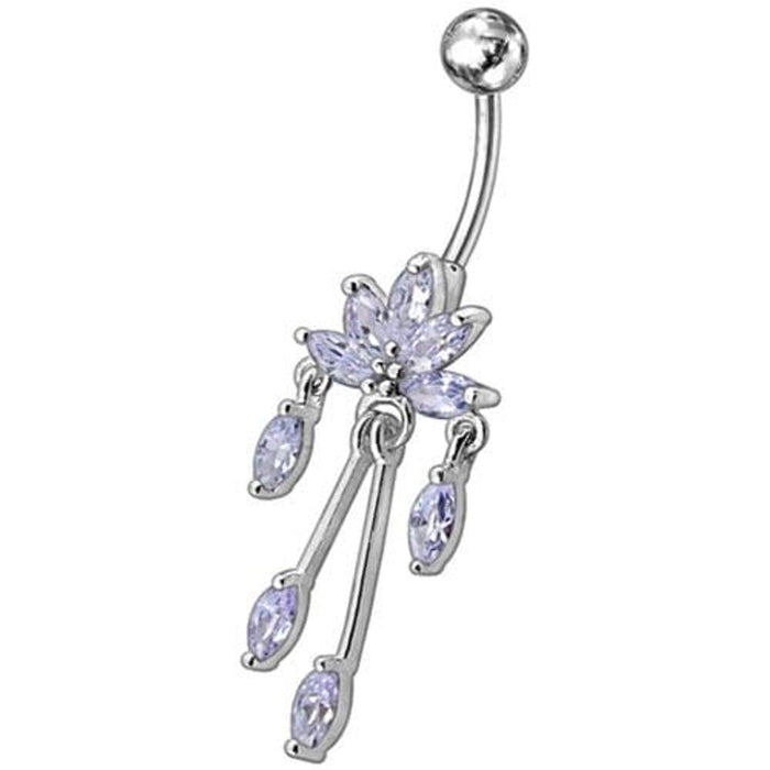 Fancy  Chandeliers Dangling Steel Banana Bar Belly Ring