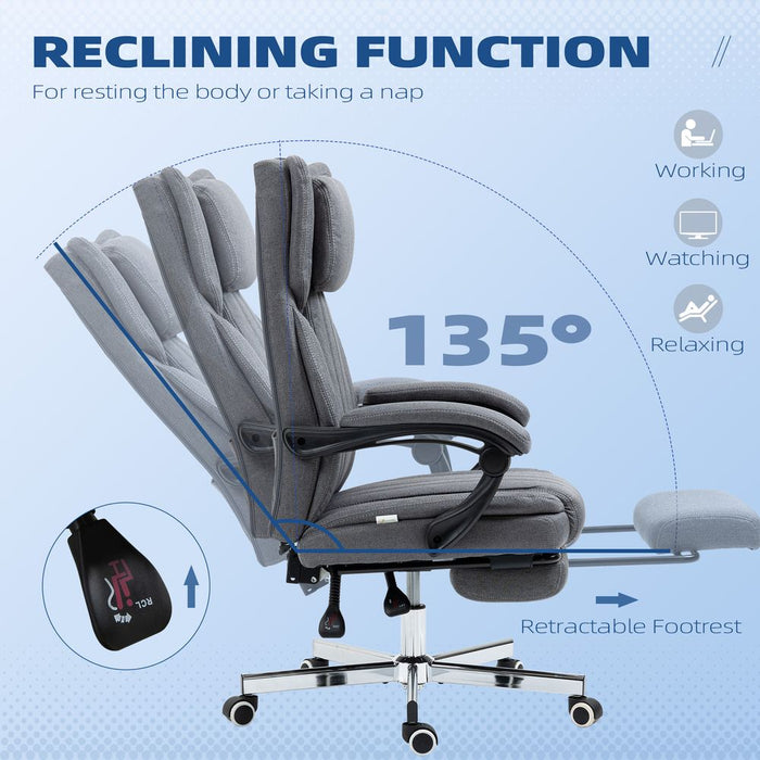 HOMCOM Executive Office Chair Reclining Office Chair with Headrest Dark Grey