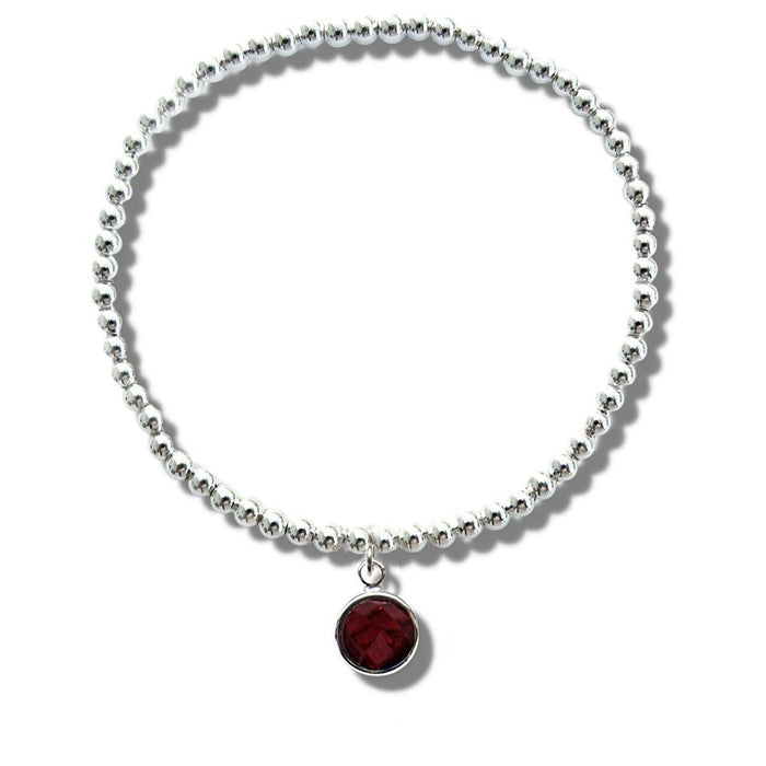 Premium Quality Dark Red Birthstone Beaded Bracelet - Perfect Birthday Gift for Women & Girls - Free Gift Box - Fast Shipping