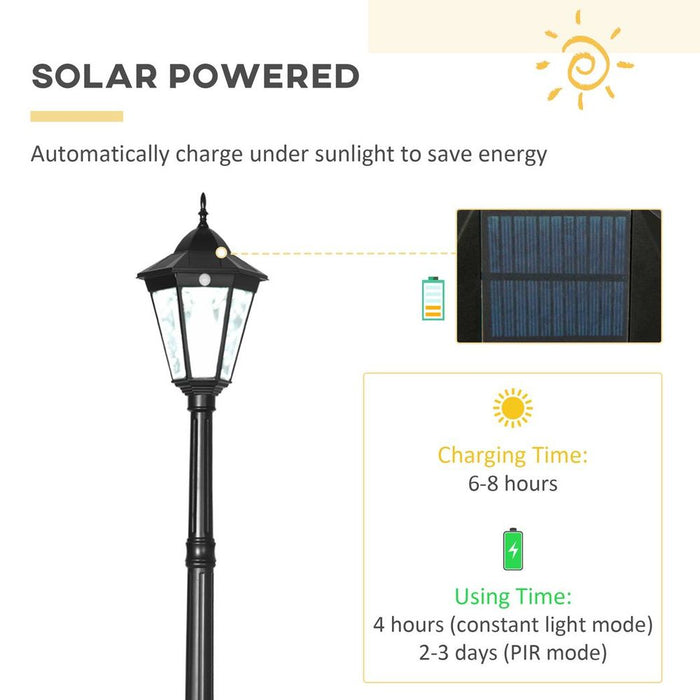 Outdoor LED Solar Lamp Post Light | 2.4m Garden Path Lighting | Antique Style & Energy Efficient