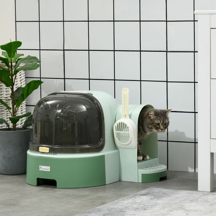 Premium Cat Litter Tray Bundle - Easy Clean, Stylish, Spacious - Green