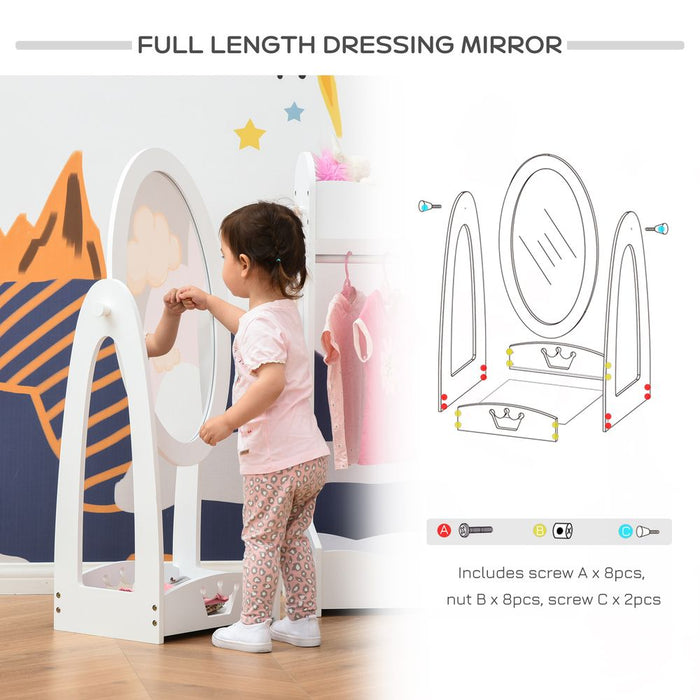 Enchanting Crown Dressing Mirror with Storage for Kids (3-8 years) - Free Standing, Rotatable, Safe & Durable