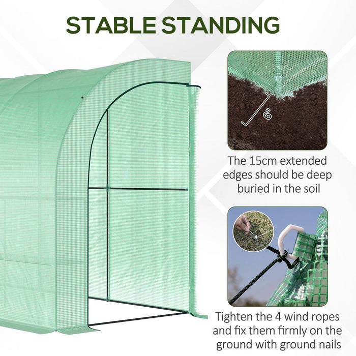 Walk-In Greenhouse PE Cover and 3-Tier Shelves, Green, 300x150x213 cm