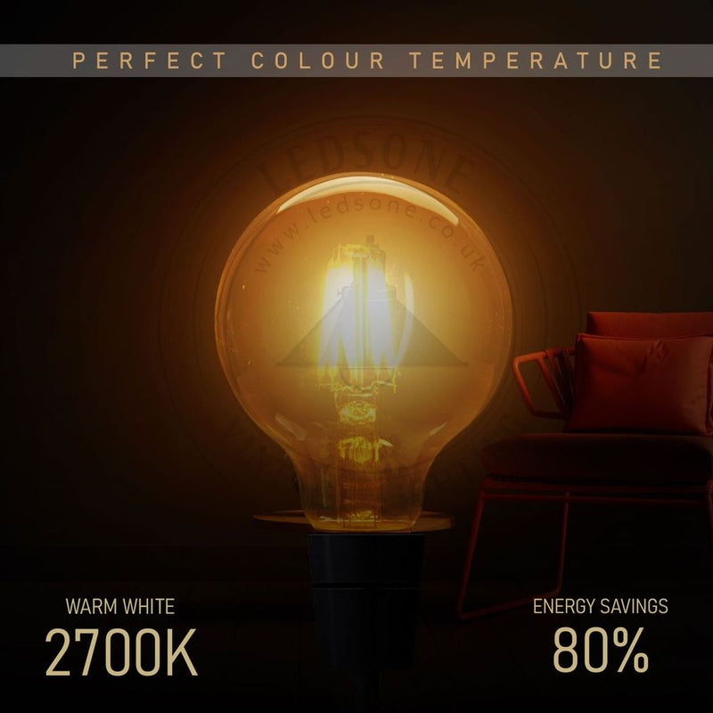 5 Pack E27 LED Edison Dimmable Vintage Amber Glass Warm white 2700K Light Bulbs