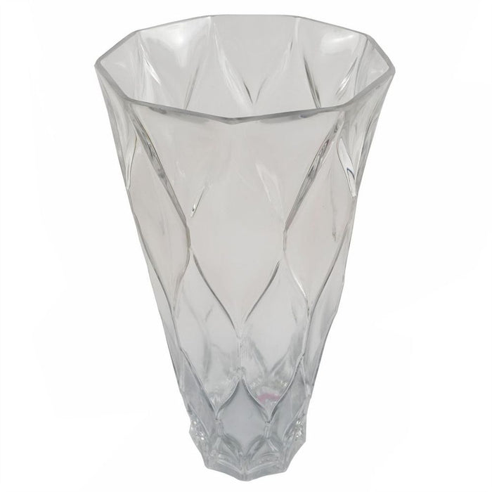 35cm Clear Chunky Ridged Glass Vase - Exquisite Quality for Displaying Real and Artificial Flowers