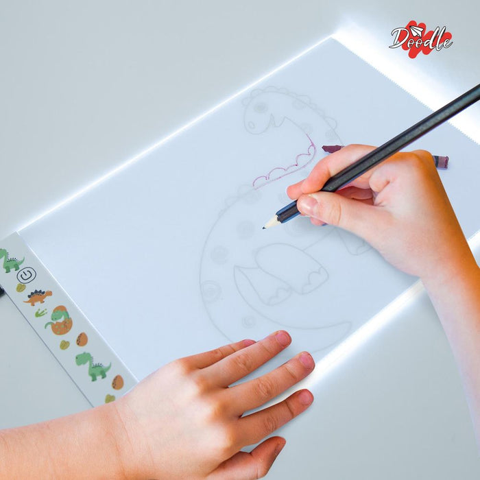 Doodle A4 Tracing Pad w/ USB Cable, Dinosaur- 16 Inch Ultra-Thin LED Lightbox for Artists- Portable & Easy to Use