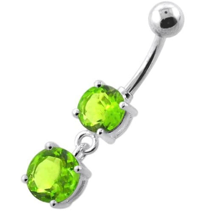 Round Jeweled Hanging Navel Belly Bar