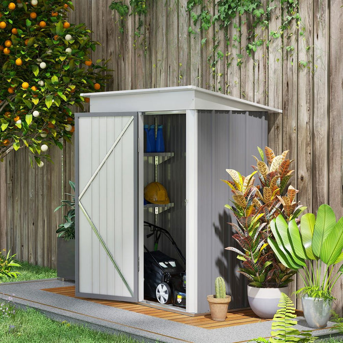 Premium Steel Lean-To Shed: Bike Storage, Adjustable Shelf, Lock - 5x3