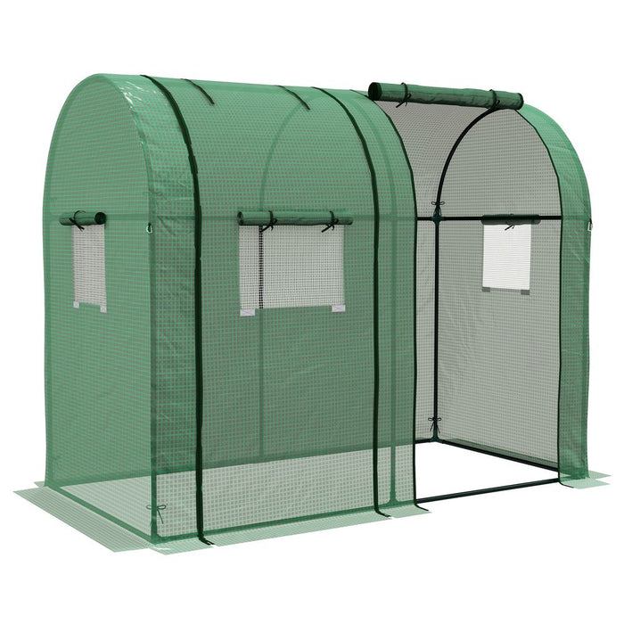 Outsunny Tomato Greenhouse with 2 Roll-up Doors and 4 Mesh Windows, Green