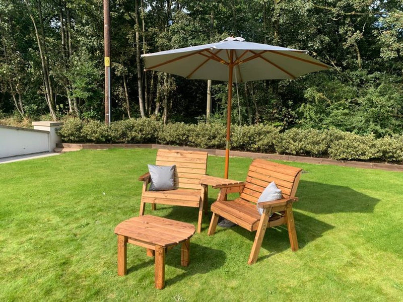 Premium British-made Grand Twin Angled Set + Coffee Table. High-quality, sustainable wood. Rustproof and rot-free. White glove delivery.