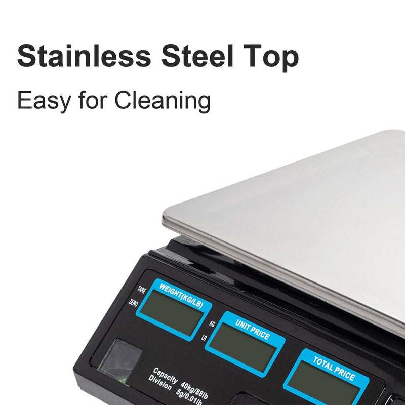 ACS-30 40kg/5g Digital Price Computing Scale for Vegetable UK Plug Silver & Black