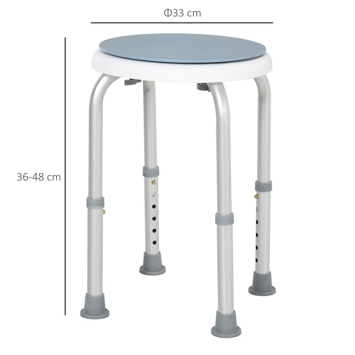 HOMCOM 360° Swivel Seat Bath Shower Stool Adjustable Height w/Aluminium Frame Non-Slip Feet Chair Safe Support Home Assistance