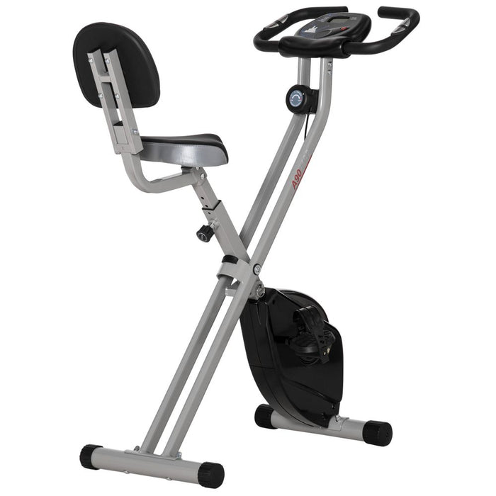 Luxurious HOMCOM Foldable Exercise Bike - Magnetic Resistance, LCD, Adjustable Seat - Grey