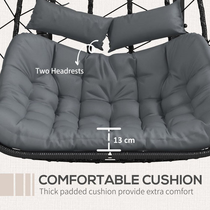 Comfy Black Hanging Swing Chair, Thick Cushion, Patio Swing