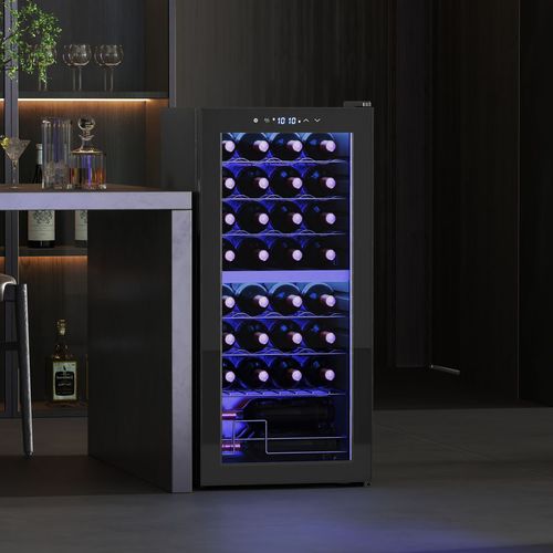 HOMCOM 86L Dual Zone Wine Cooler with Adjustable Temperature Control, Black