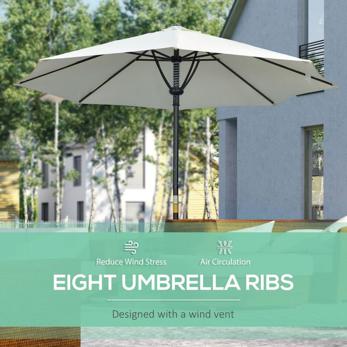 Outsunny Market Table Umbrella - Cream, Sun Shade, 8 Ribs, High Quality