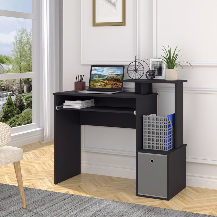 Premium Black Computer Desk with Sliding Keyboard Tray & Storage Drawer - High-Quality & Unique Design