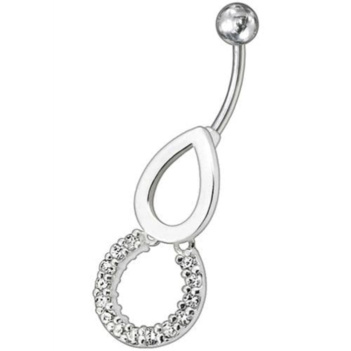 Pear Jeweled Fancy Round Dangling Belly Ring