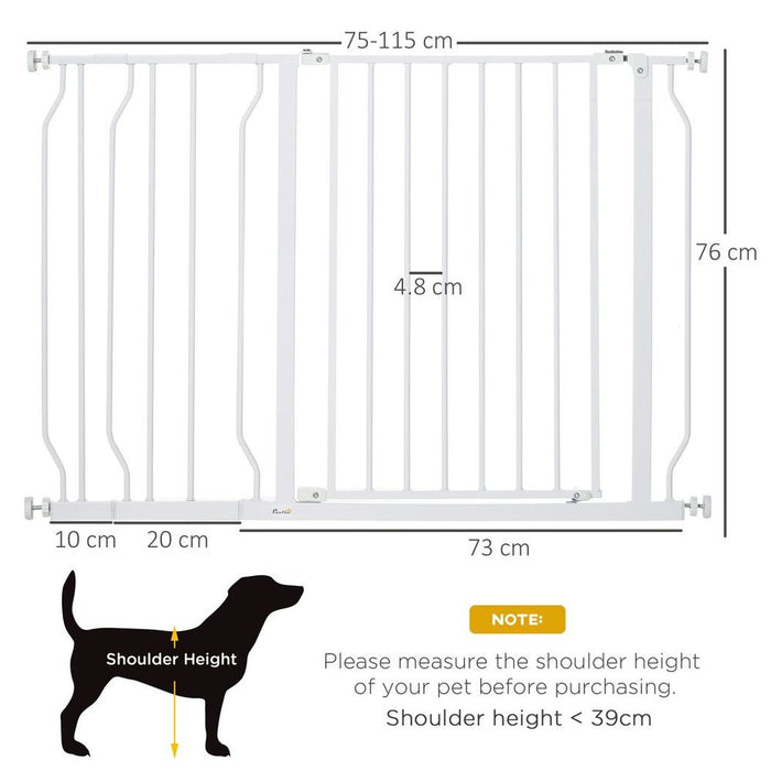 Ultimate Pet Safety Gate - PawHut Wide Stair Gate, 75-115cm, White