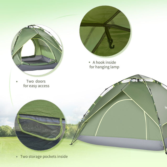 Outsunny 2-Person Pop Up Tent. Perfect for Camping, Festivals, Hiking, and Family Travel. Water-Resistant & Double Layered.