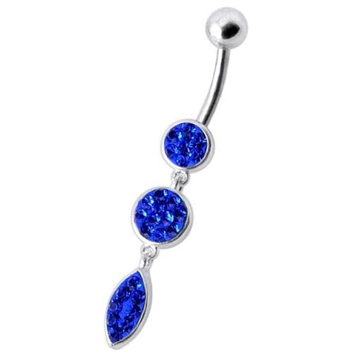 Fancy Pressure Setting  Jeweled Dangling Belly Ring