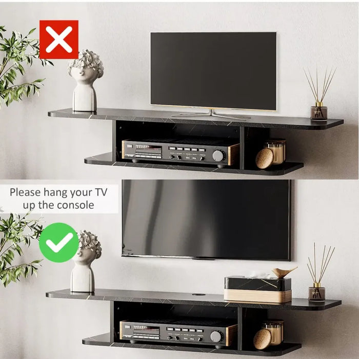 Modern Floating TV Unit Stand Wall Mount Media Console with Storage Shelf, Black" (80 characters)