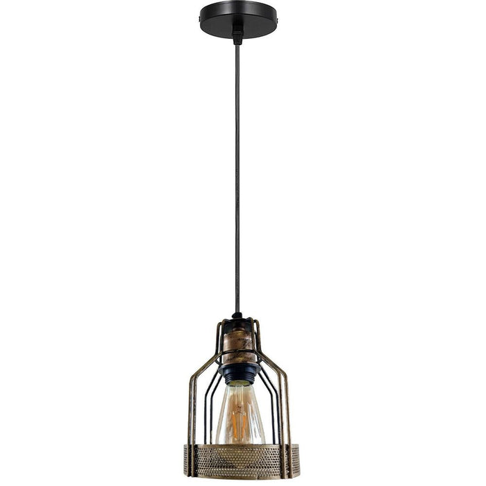 Vintage Industrial Copper Ceiling Pendant Light - Brushed Metal Bird Cage Shade - Hanging Lamp - High Quality