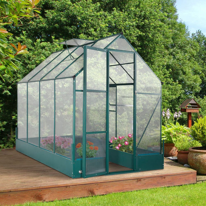 Premium Walk-in Greenhouse - Aluminum Frame, Polycarbonate Panels, Plant Bed