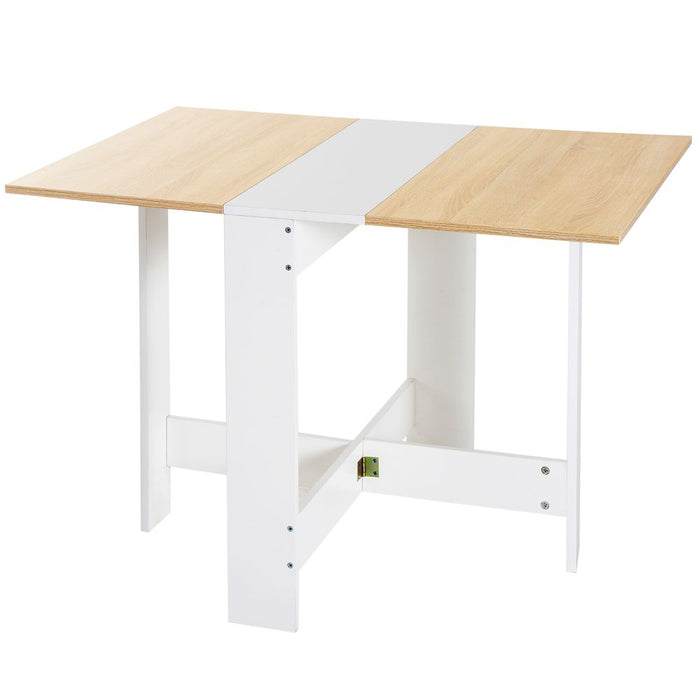 Space-Saving Drop Leaf Table, Oak White, Folding, High-Quality