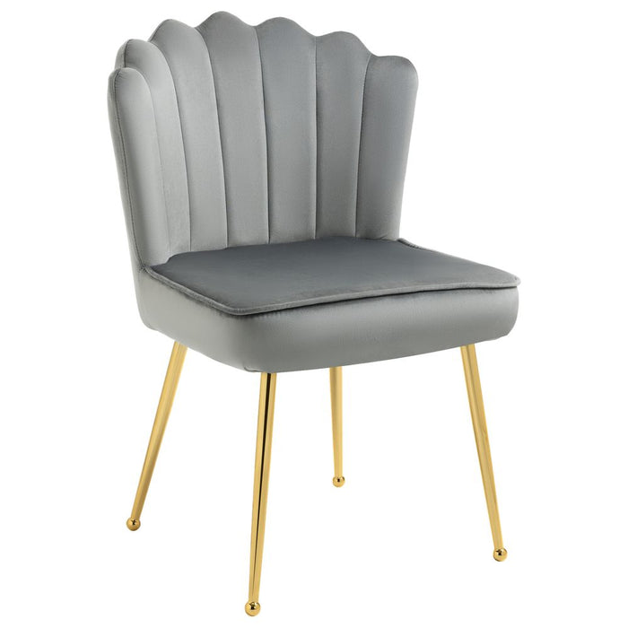 Velvet-Feel Shell Luxe Accent Chair - Grey