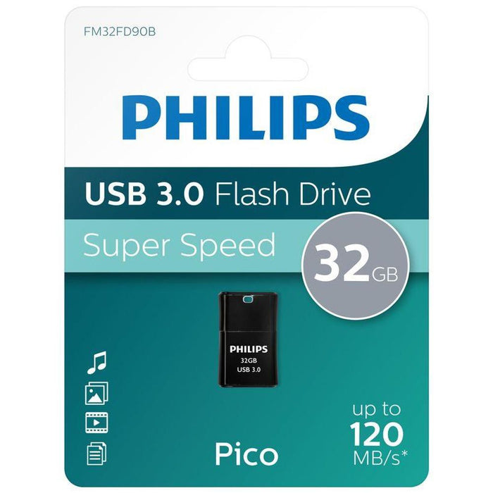 High-Speed 32GB Philips 3.0 USB Flash Drive - Black