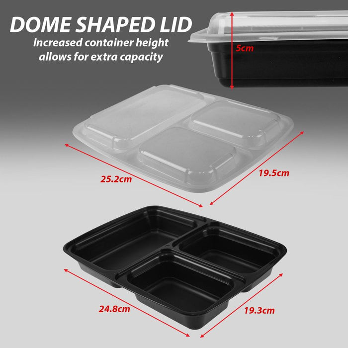 Premium ASAB Meal Prep Container Set - 10PK - 3 Partitions - BPA Free - Freezer, Microwave, Dishwasher Safe