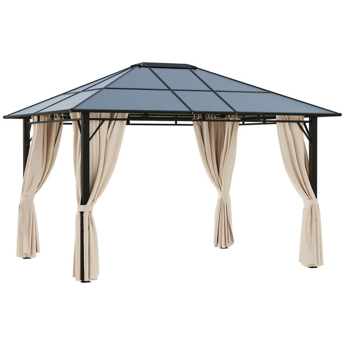 Elegant 3.6x3m Hardtop Gazebo with Polycarbonate Roof - Brown Outsunny