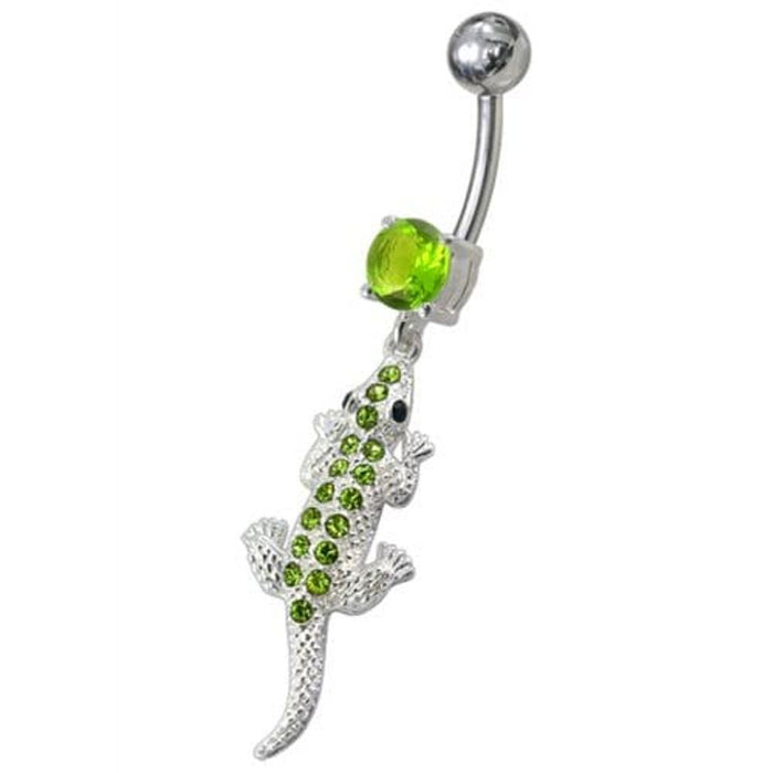 Fancy Jeweled Lizard Dangling Navel Belly Ring