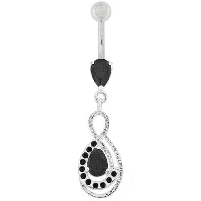 Tear Drop CZ with Fusion Infinity Dangling Belly Button Ring