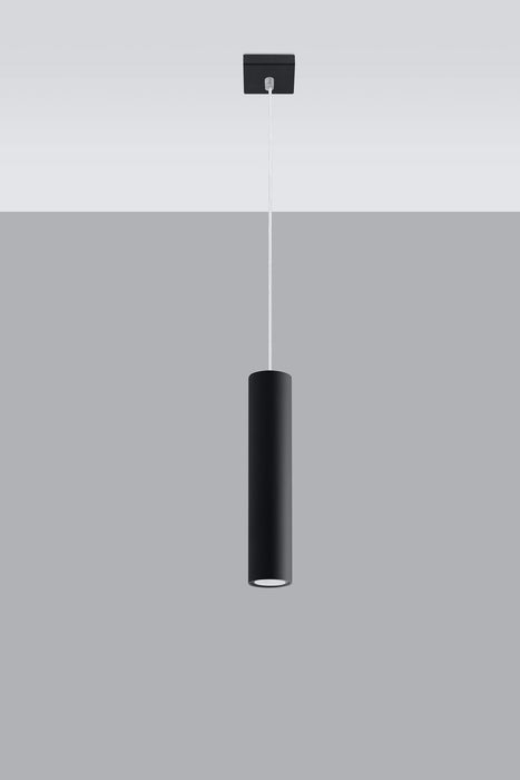 Modern Loft Pendant Lamp: LAGOS 1 Black Round Tube Design - LED GU10