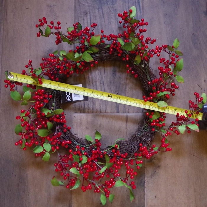 Premium 24" Christmas Red Berry Floristry Wreath - Luxury Natural Look, Large Size