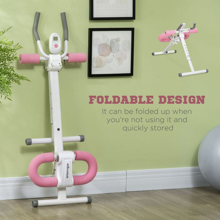 Foldable Ab Machine, Adjustable Height, LCD Monitor - Best Quality Abs Trainer for Home Gym - Comfortable & Easy Storage