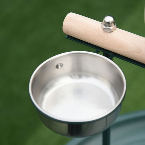 PawHut Bird Perch Stand, T-Stand Bird Training with Perch, Wheels, Bowls, Green