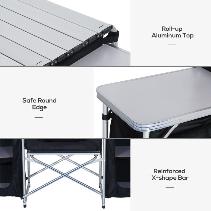 Outsunny Folding Camping Kitchen Portable Cooking Table