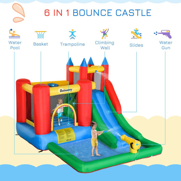 Ultimate Fun: Kids Bouncy Castle with Slide, Water Pool, Climbing Wall & Trampoline - Top Quality!